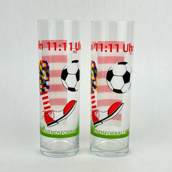 Koln Cologne Germany Festival Fastelovend Soccer Football Clown Glass Set of 2 - Picture 1 of 9